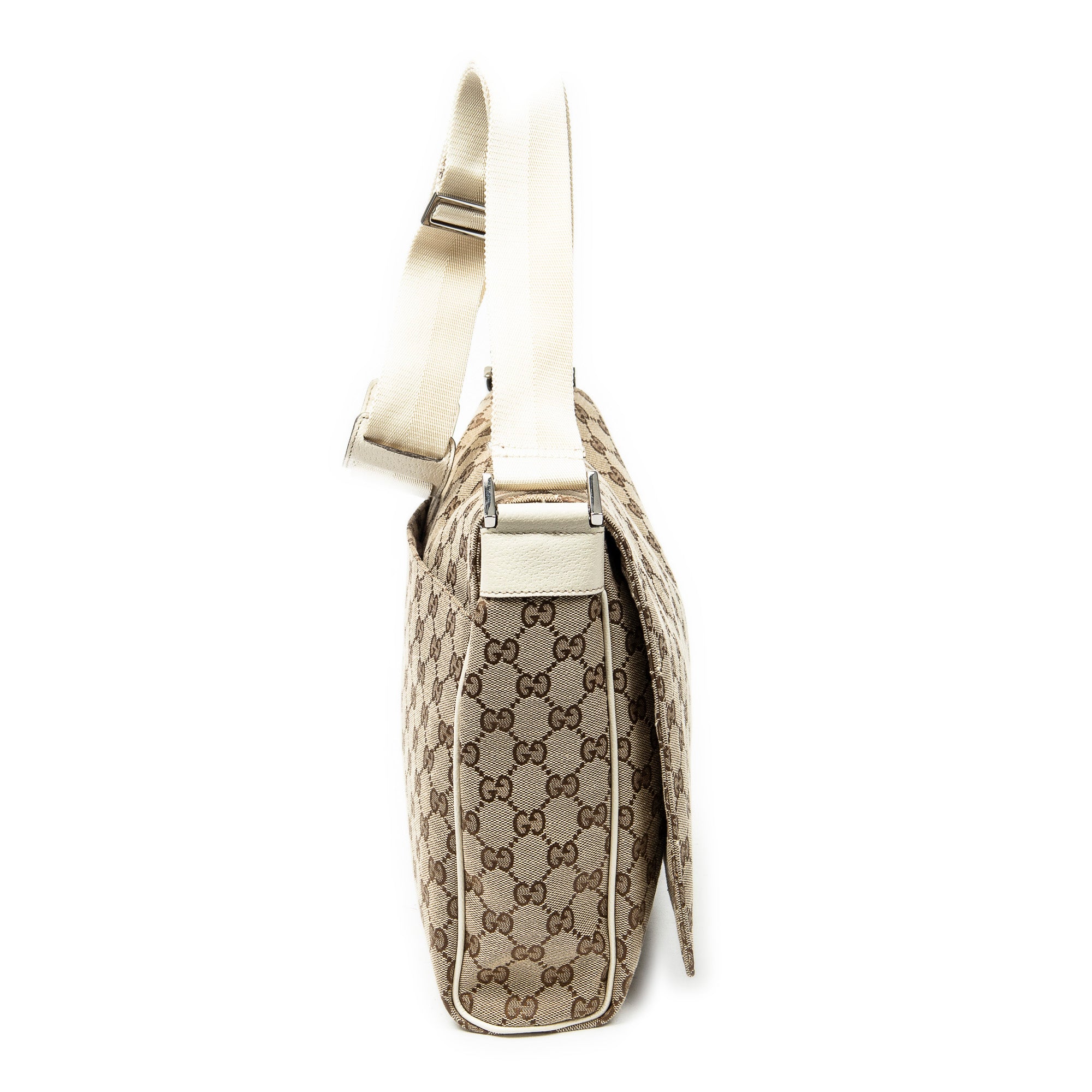Shoulder Bag Flap Messenger Beige Monogrammed Canvas