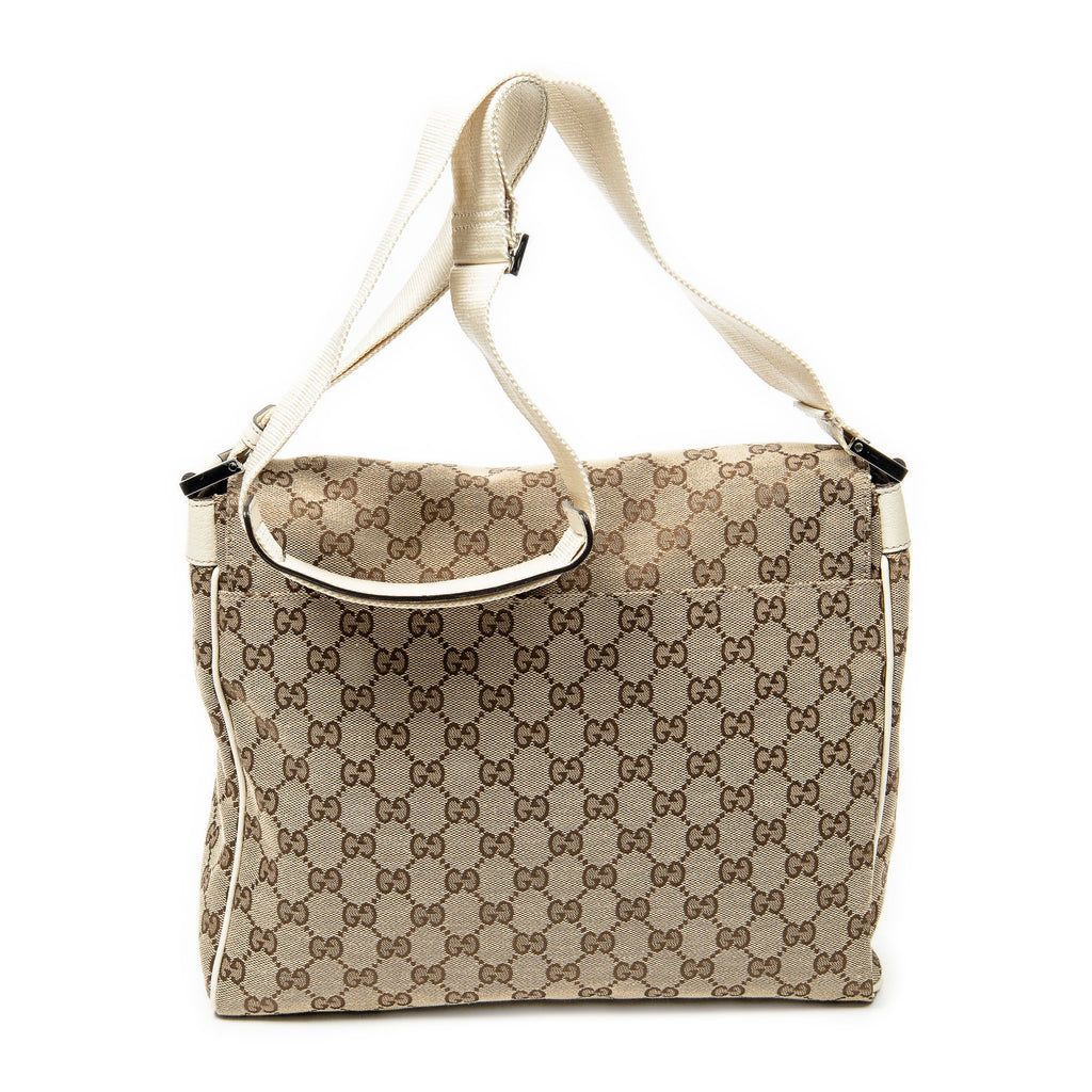 Shoulder Bag Flap Messenger Beige Monogrammed Canvas