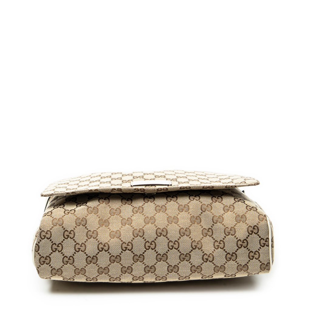 Shoulder Bag Flap Messenger Beige Monogrammed Canvas