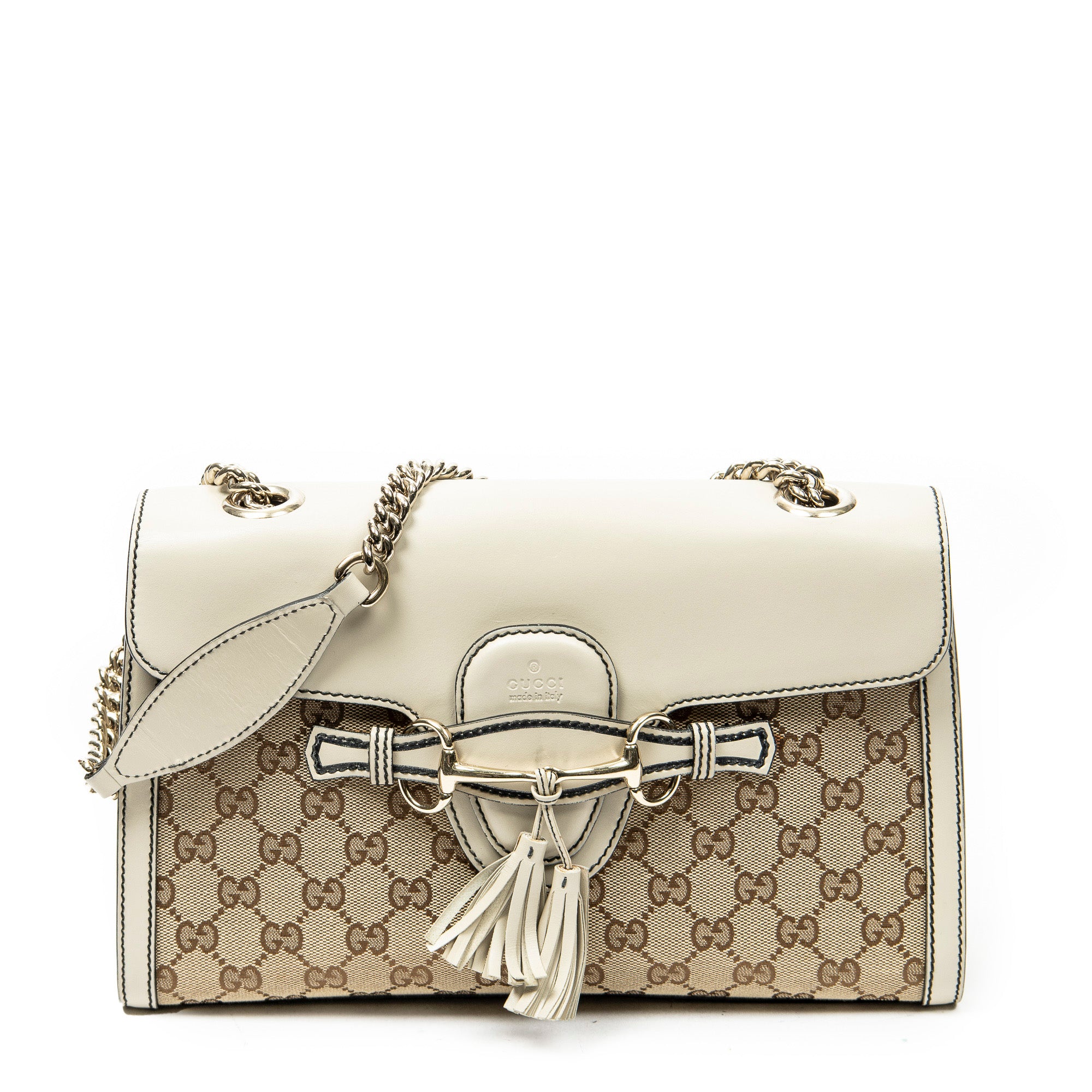 Shoulder Bag Medium Emily Chain Beige Monogrammed Canvas