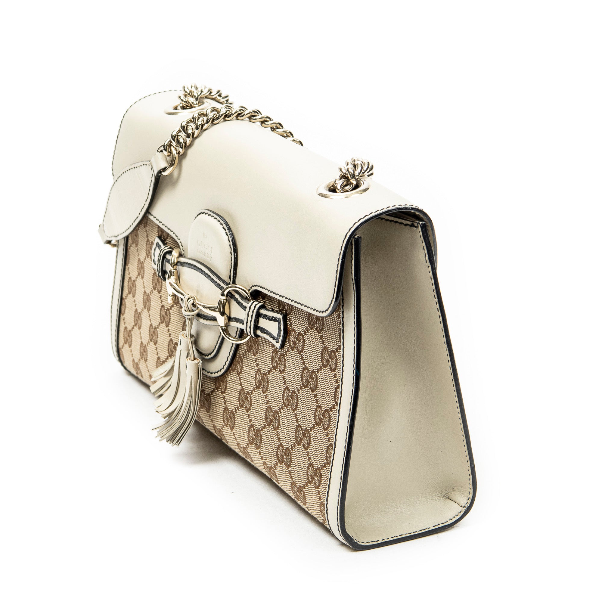 Shoulder Bag Medium Emily Chain Beige Monogrammed Canvas