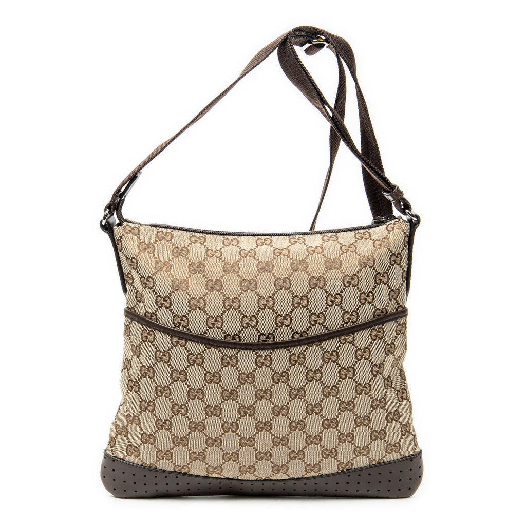 Sac à Bandoulière Messager Moyen Toile Monogrammée Beige