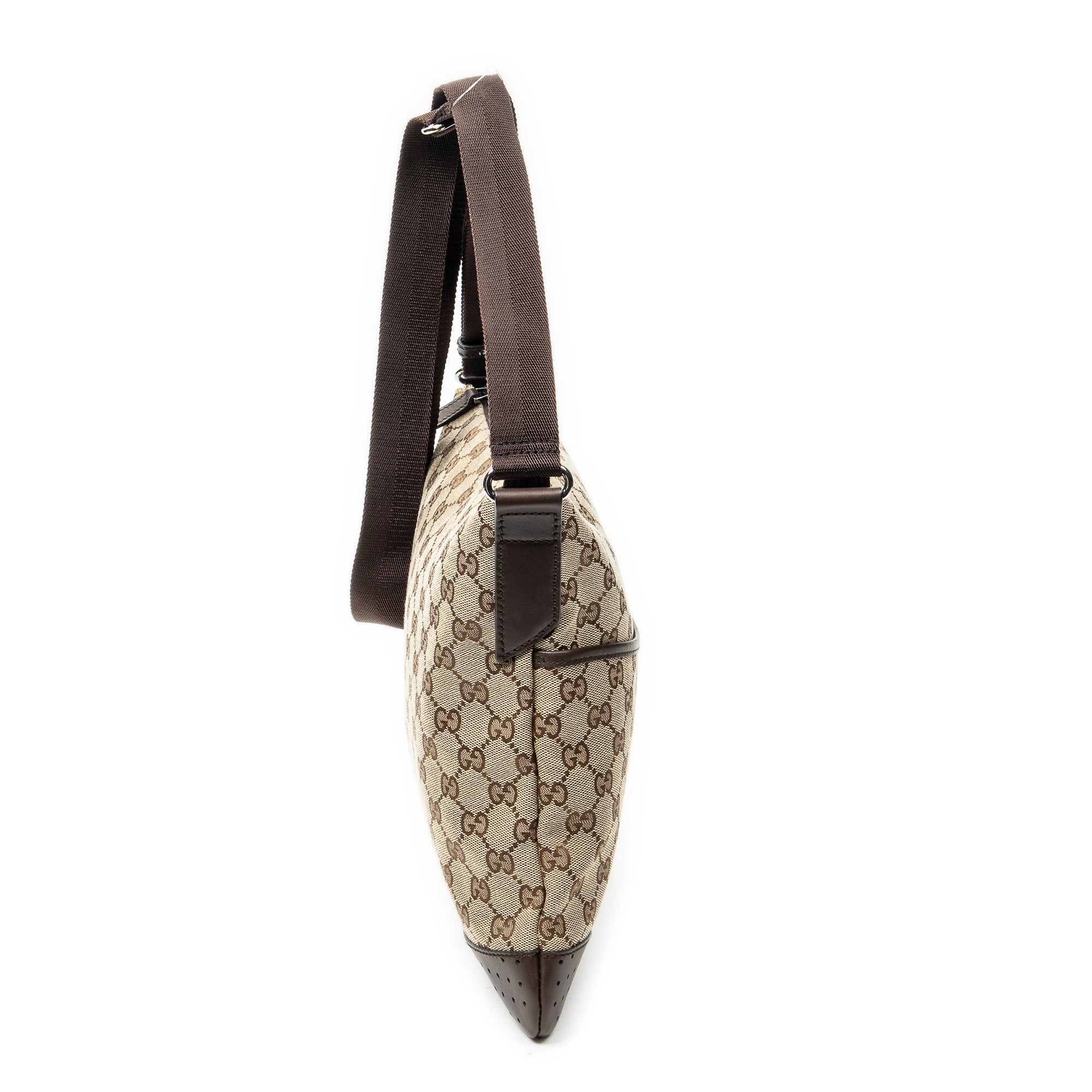 Bolso bandolera mediano de lona con monograma beige