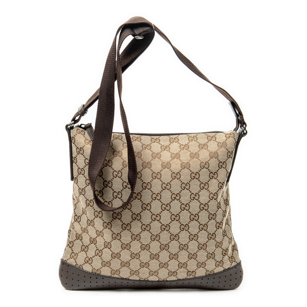 Sac à Bandoulière Messager Moyen Toile Monogrammée Beige