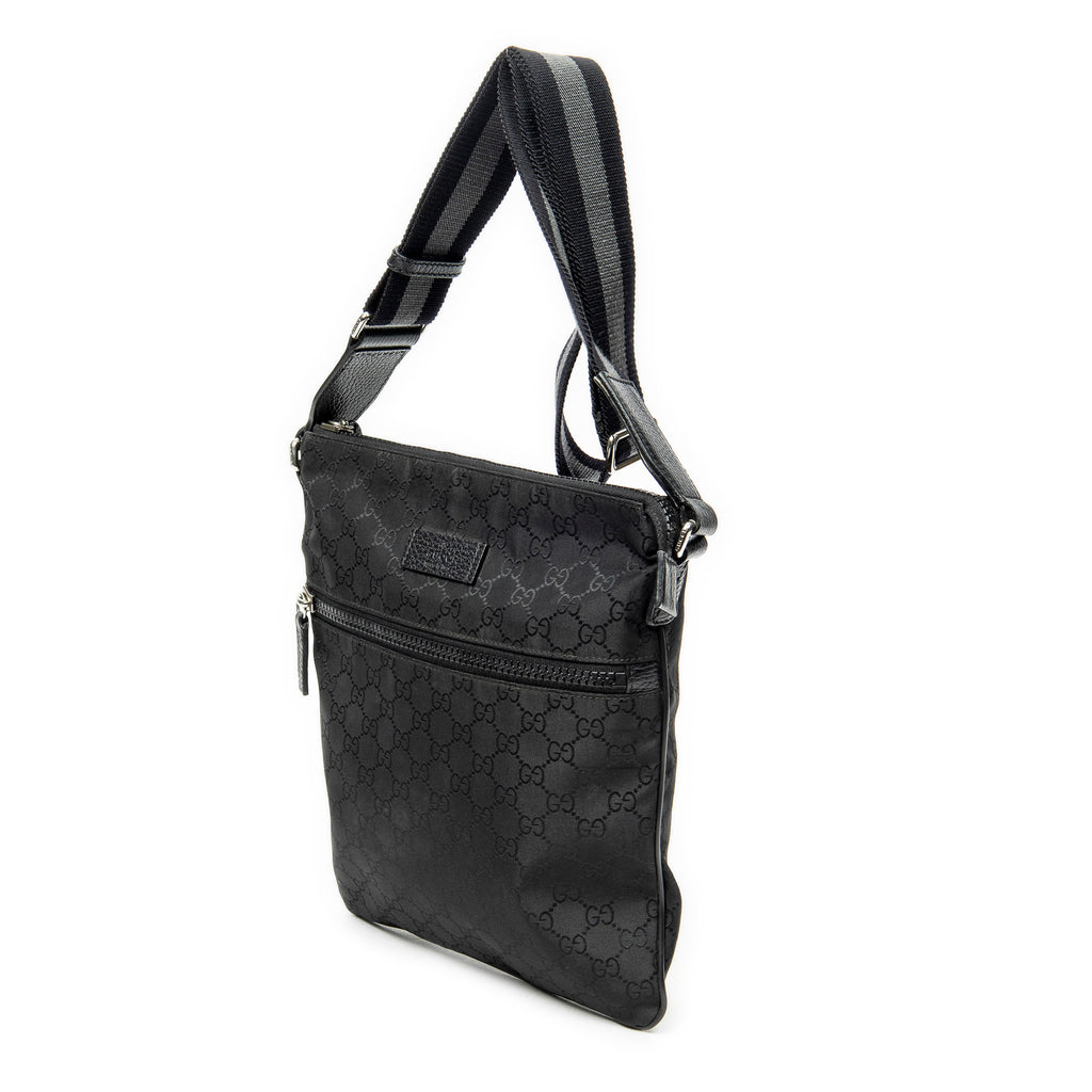 Shoulder Bag Web Square Nylon Messenger Black Monogrammed Nylon Canvas