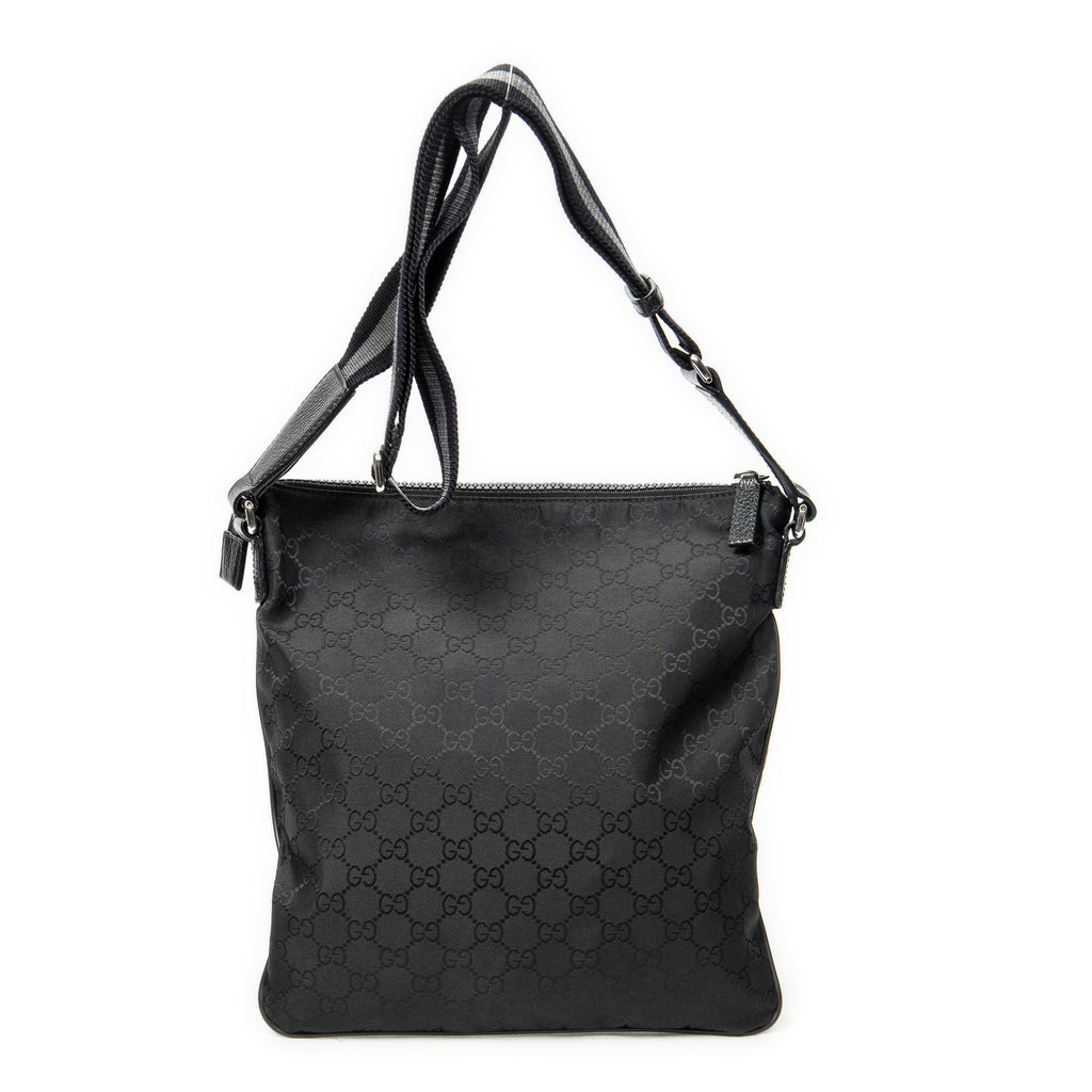 Shoulder Bag Web Square Nylon Messenger Black Monogrammed Nylon Canvas