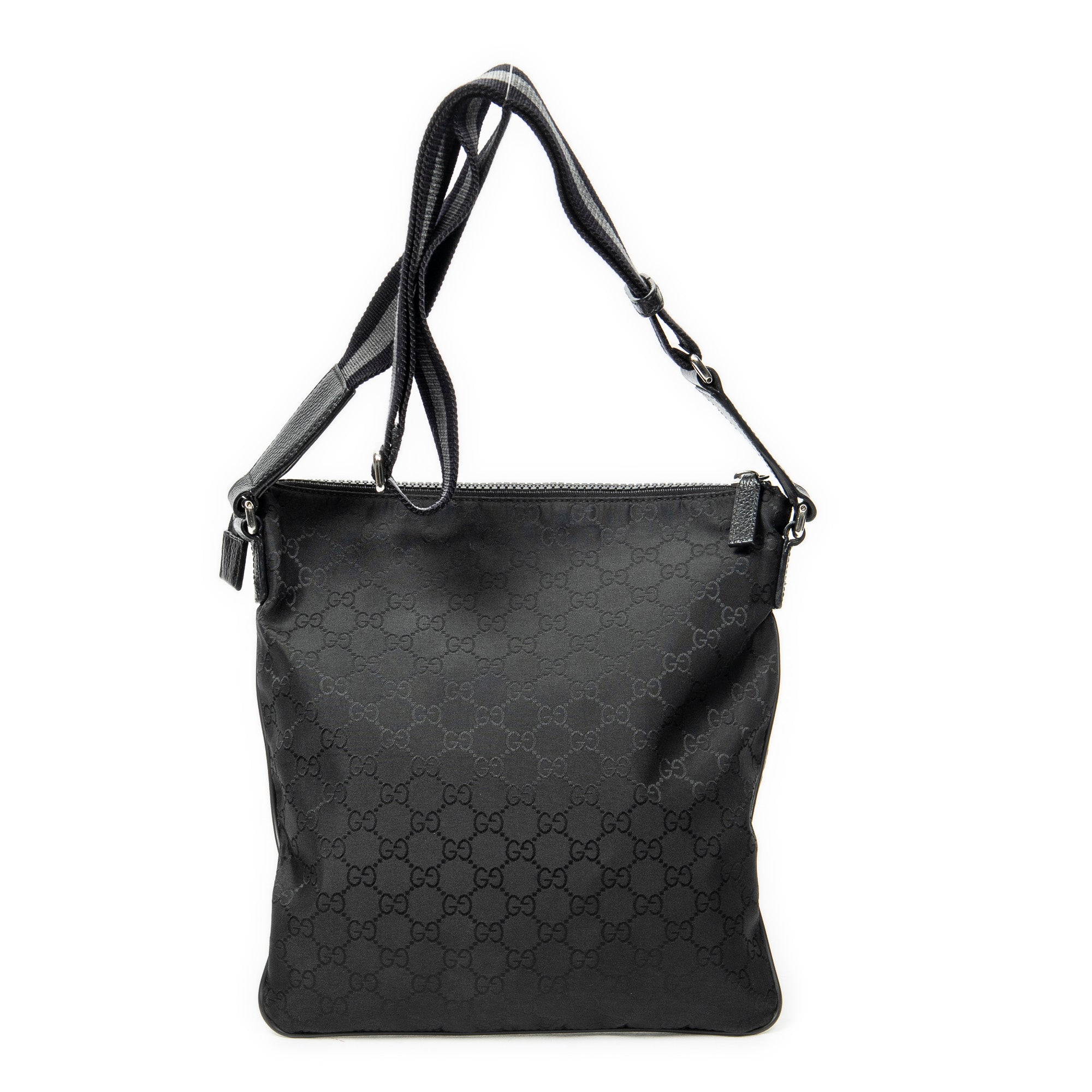 Shoulder Bag Web Square Nylon Messenger Black Monogrammed Nylon Canvas