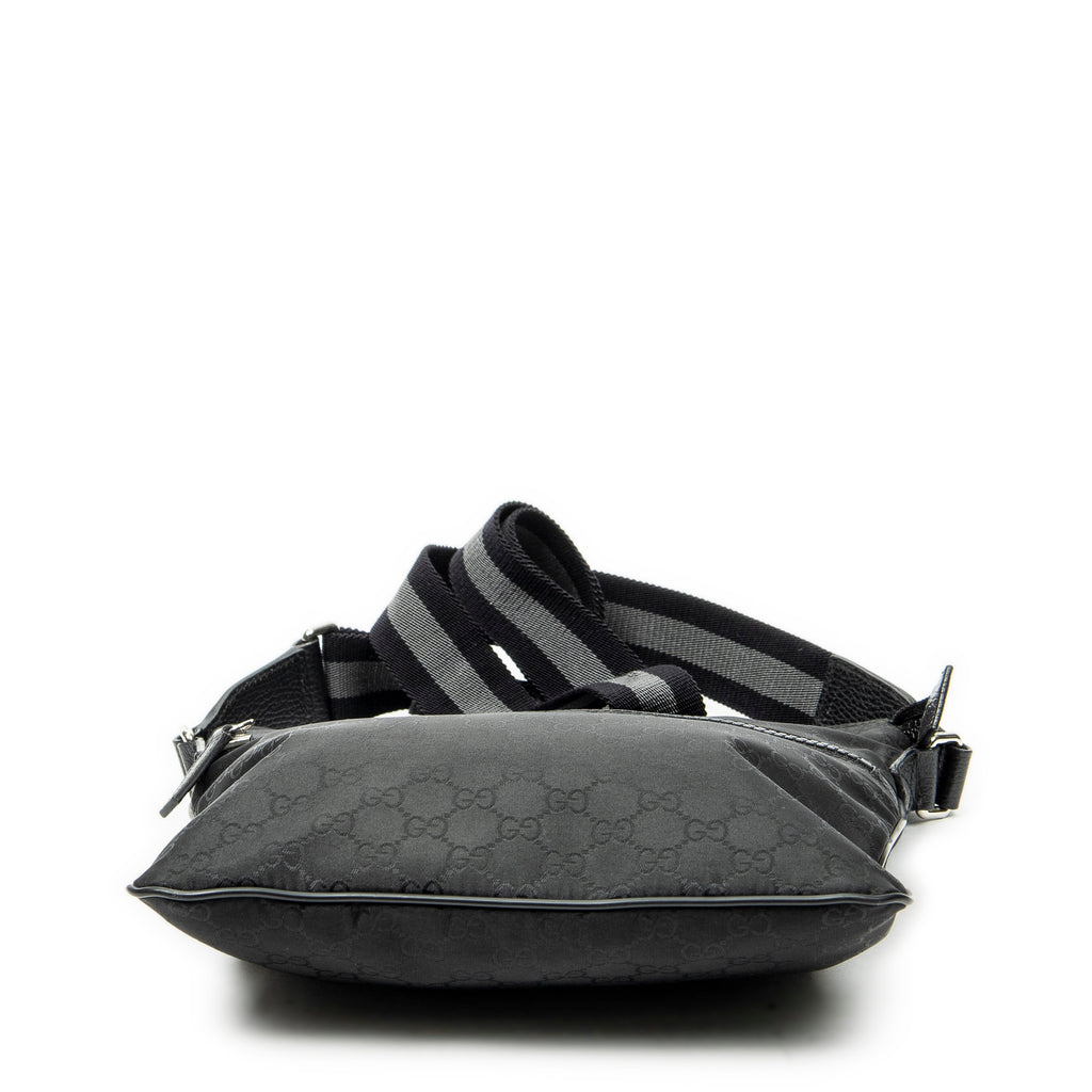 Shoulder Bag Web Square Nylon Messenger Black Monogrammed Nylon Canvas