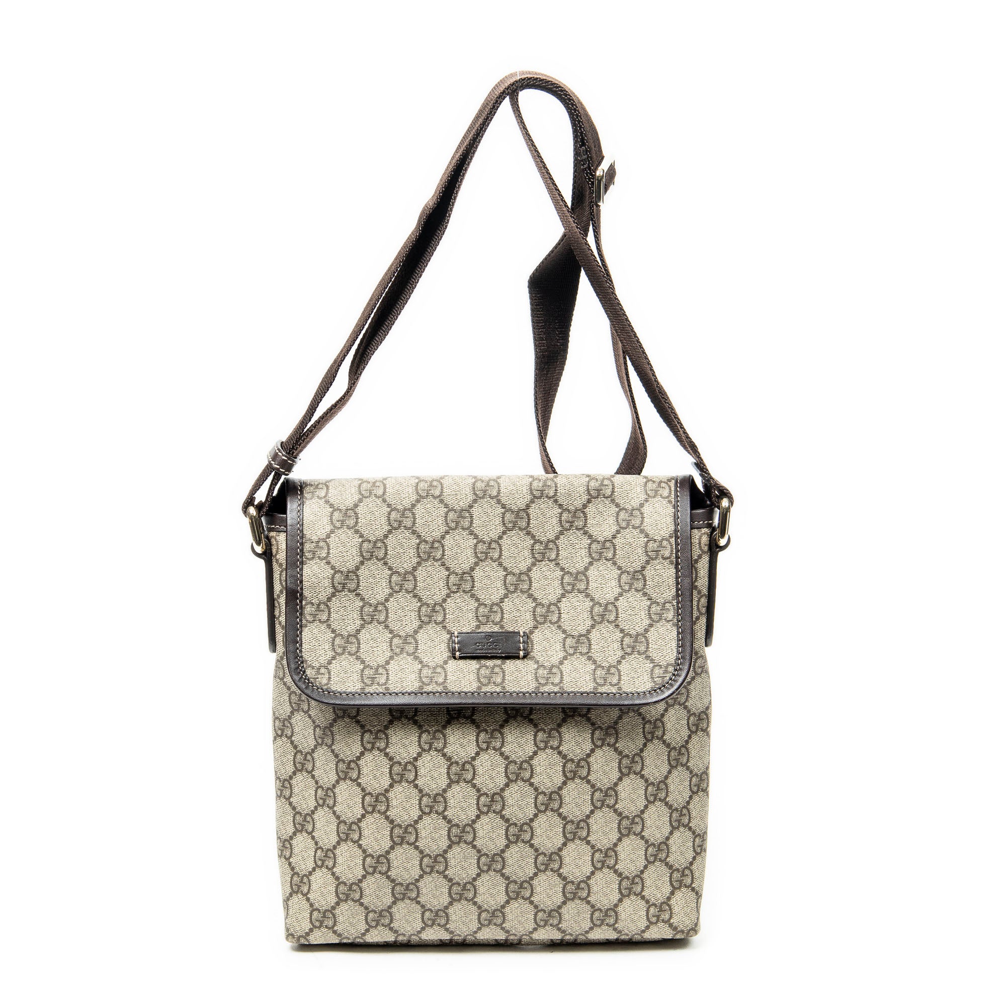 Shoulder Bag Small Flap Messenger Beige Supreme Coated Canvas