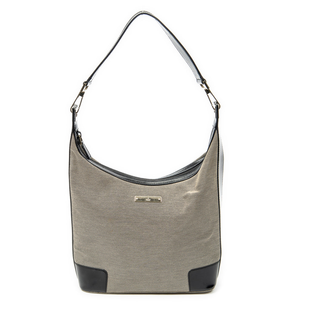 Shoulder Bag Shoulder Zip Hobo Beige Canvas