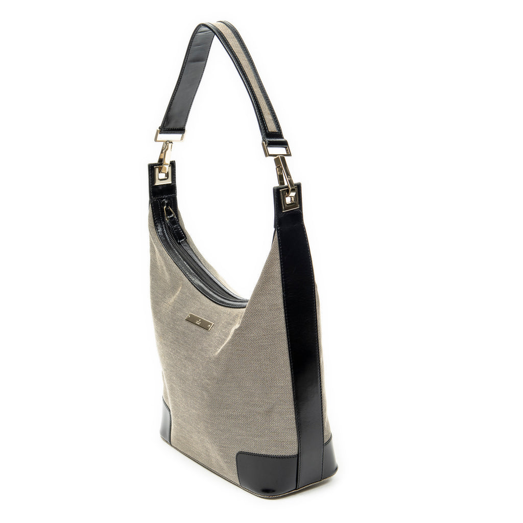 Shoulder Bag Shoulder Zip Hobo Beige Canvas