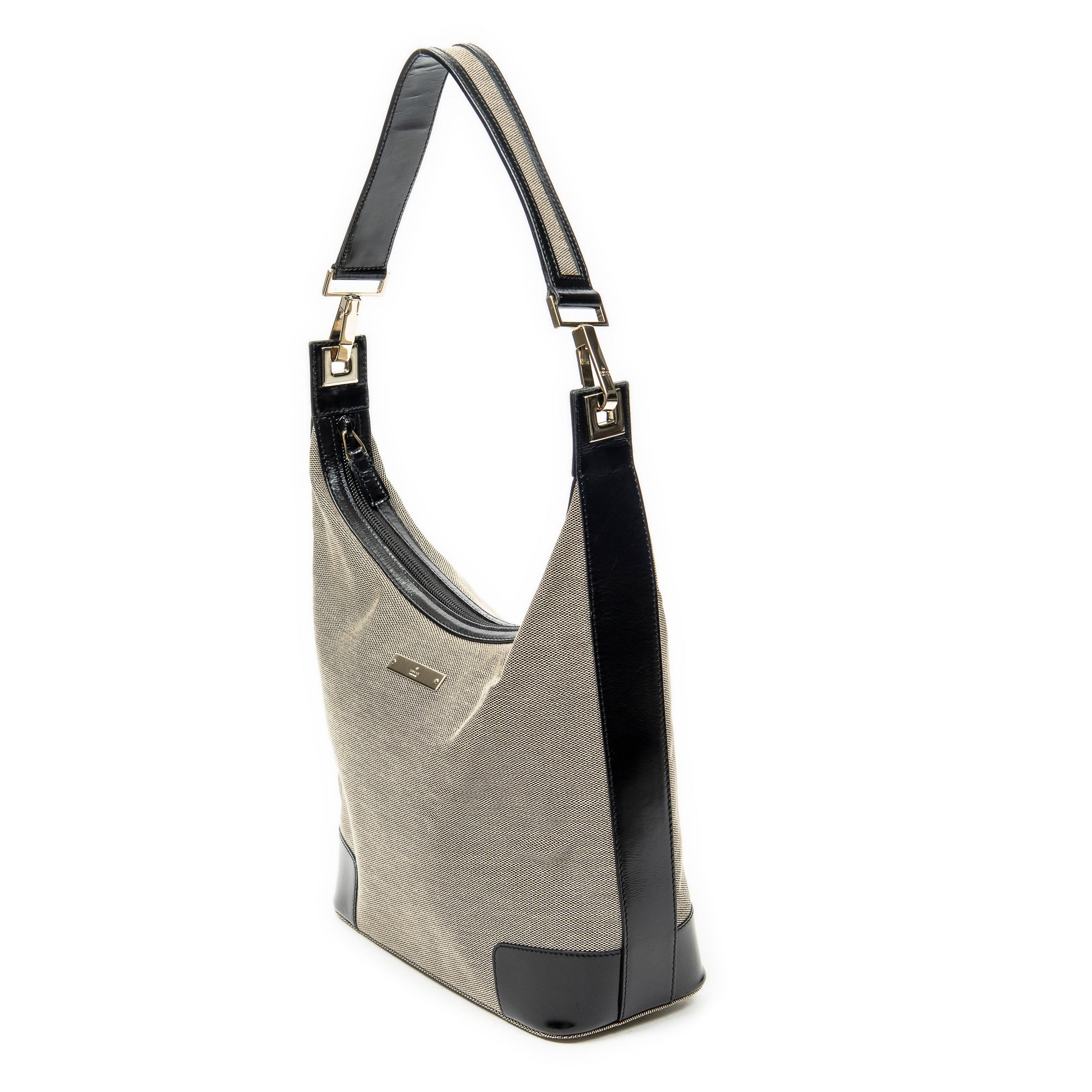 Shoulder Bag Shoulder Zip Hobo Beige Canvas