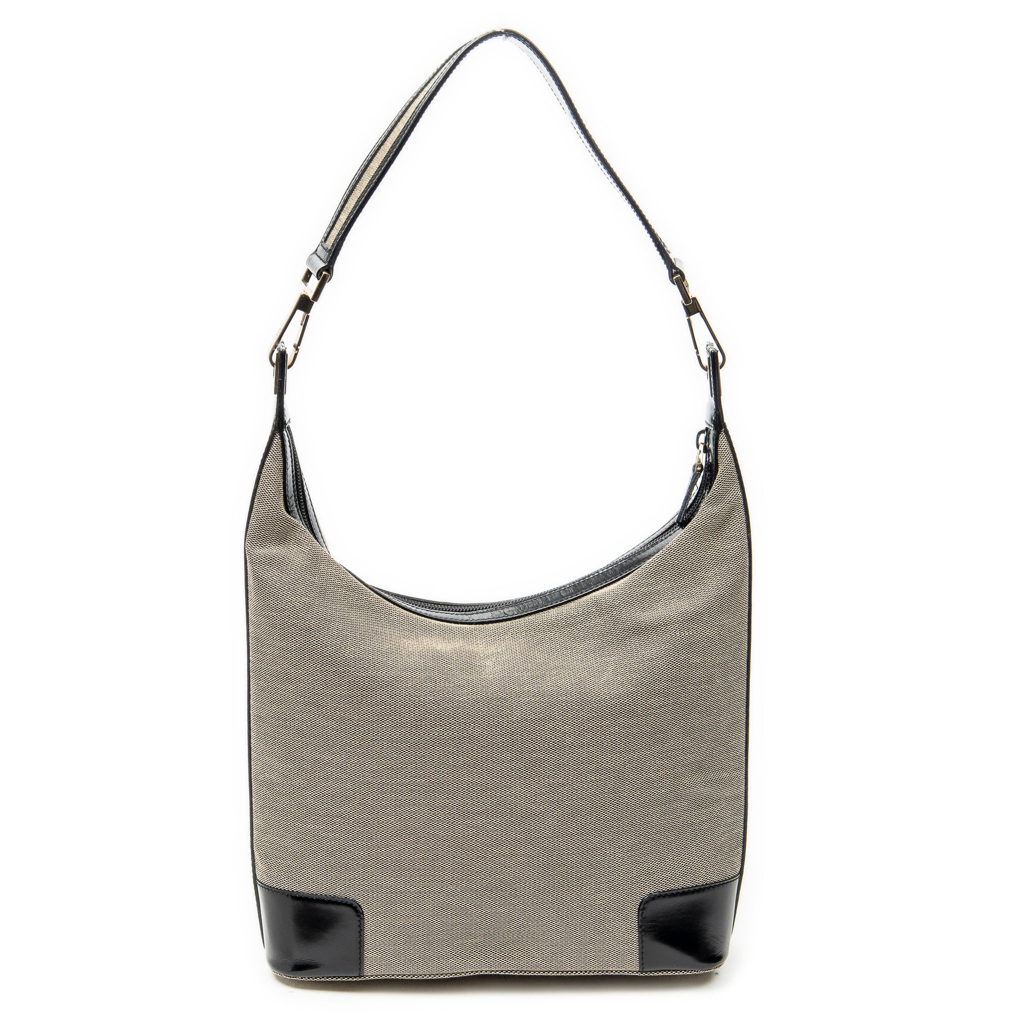 Shoulder Bag Shoulder Zip Hobo Beige Canvas
