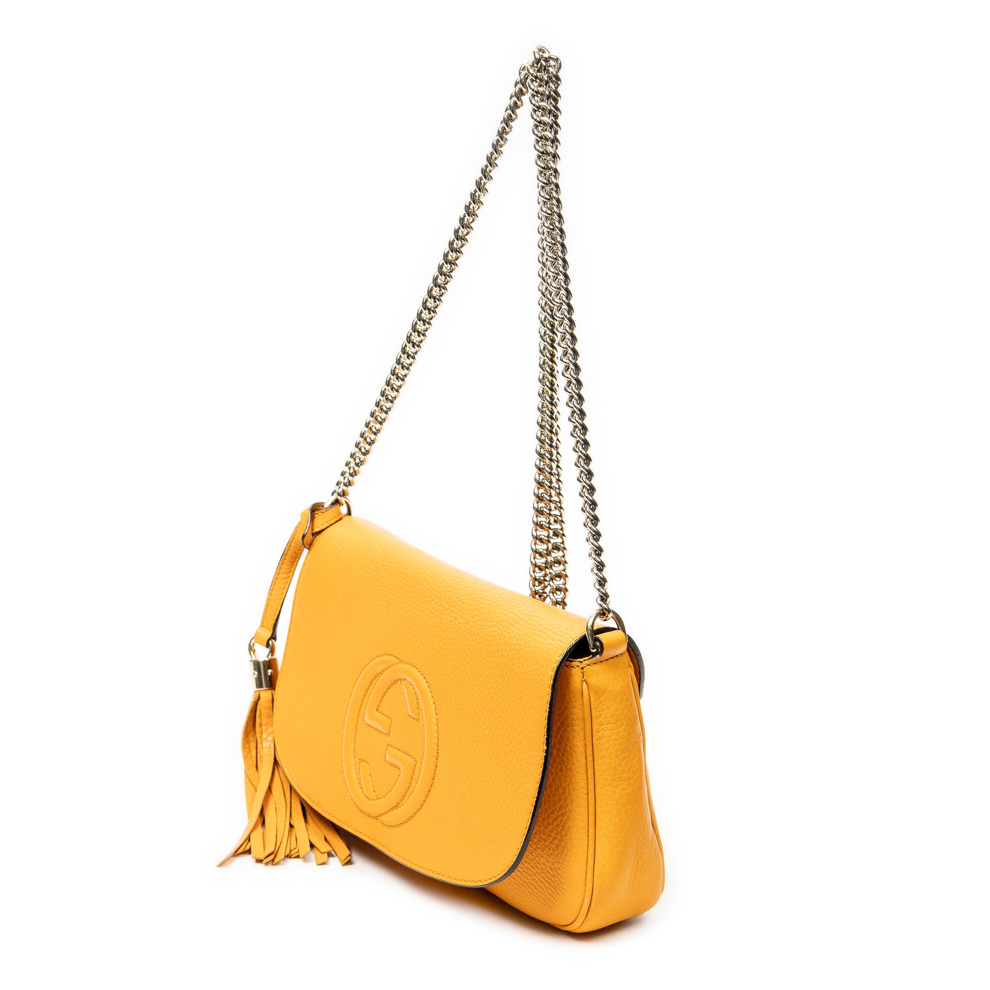 Shoulder Bag Soho Chain Crossbody Orange Grained Calfskin Leather