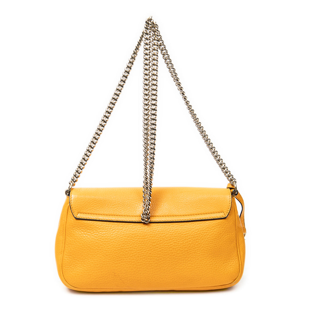 Shoulder Bag Soho Chain Crossbody Orange Grained Calfskin Leather