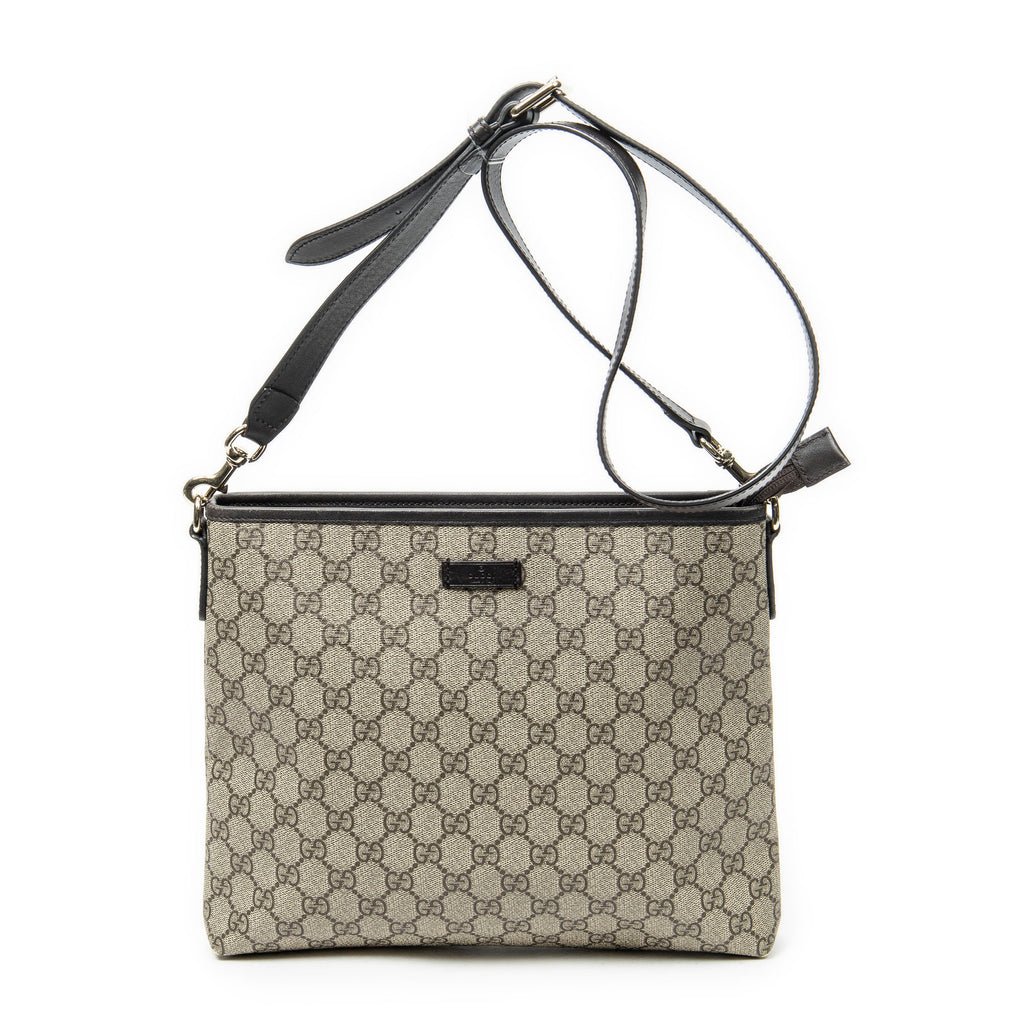 Shoulder Bag Front Slip Pocket Messenger Beige Supreme Coated Canvas