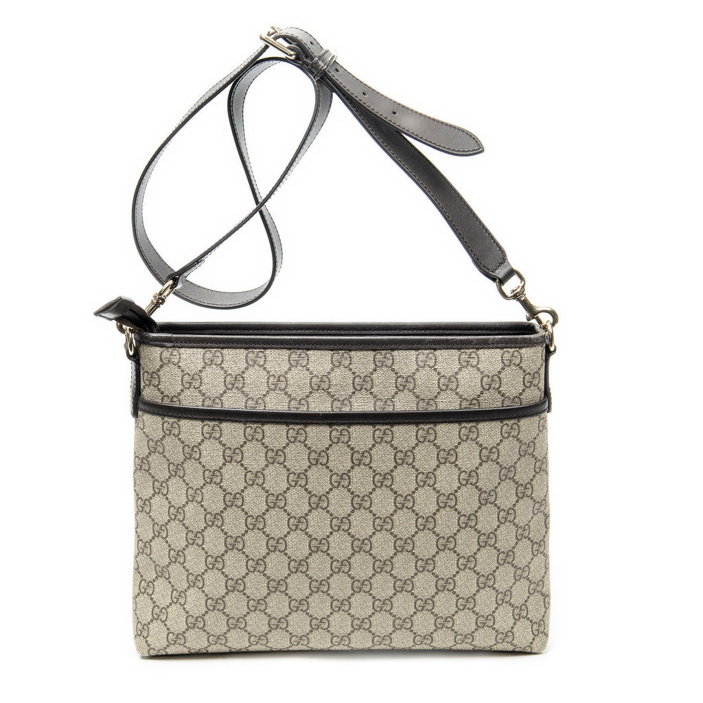 Shoulder Bag Front Slip Pocket Messenger Beige Supreme Coated Canvas