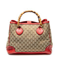 Shoulder Bag Large Bamboo Handle Tote Beige Monogrammed Canvas