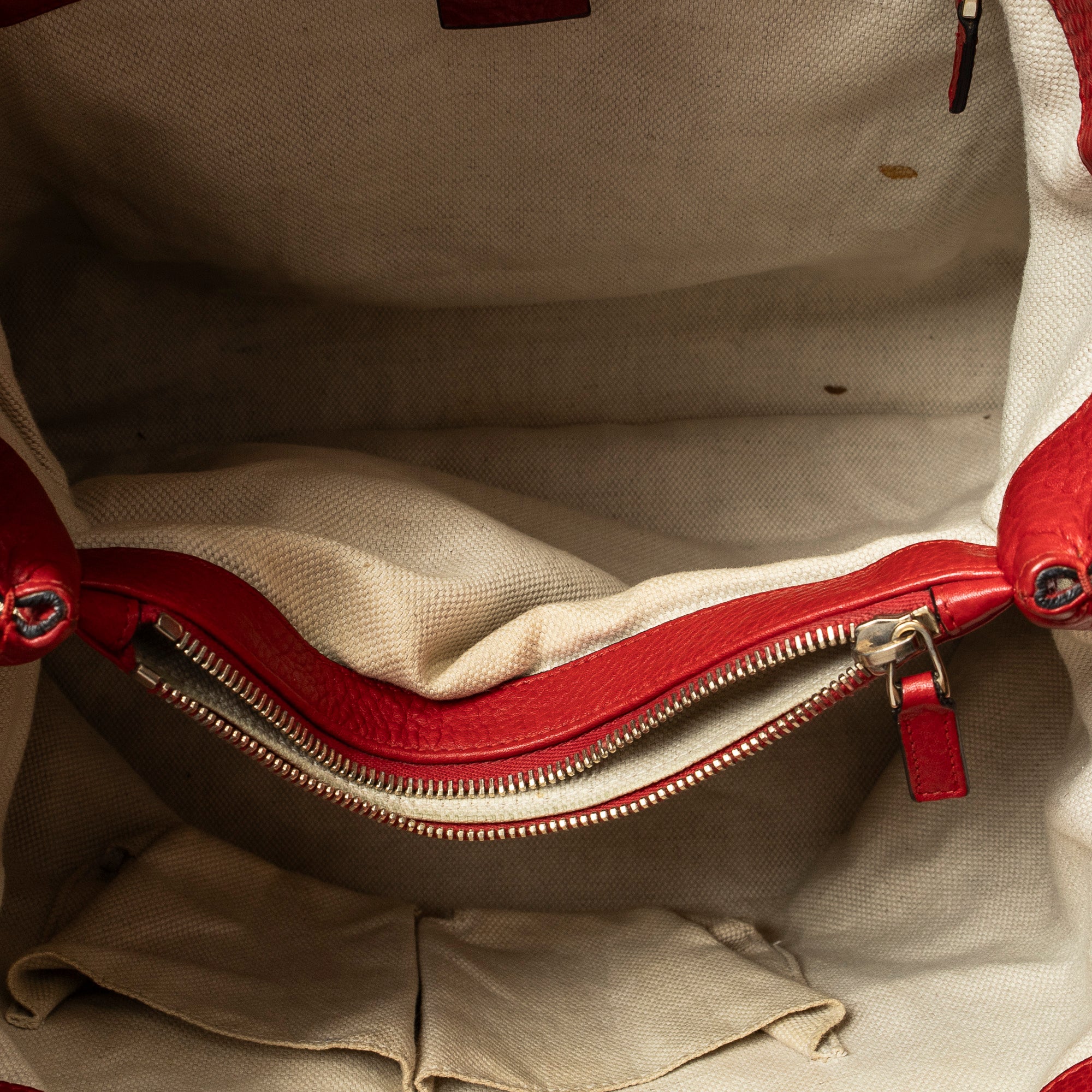 Shoulder Bag Large Bamboo Handle Tote Beige Monogrammed Canvas