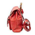 Backpack Mini Bamboo Backpack Red Calfskin Leather