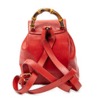 Backpack Mini Bamboo Backpack Red Calfskin Leather