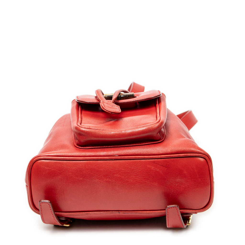 Backpack Mini Bamboo Backpack Red Calfskin Leather