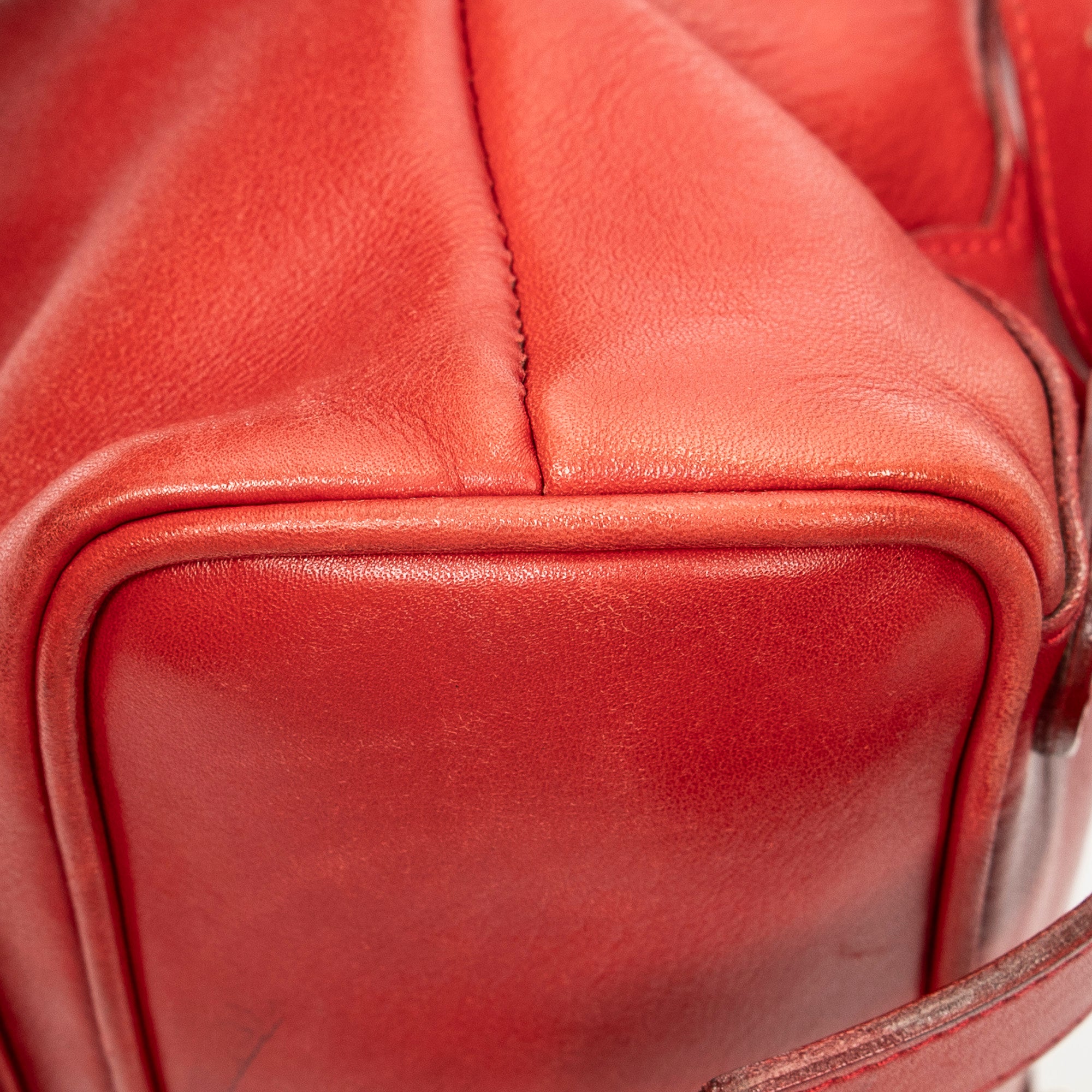 Backpack Mini Bamboo Backpack Red Calfskin Leather