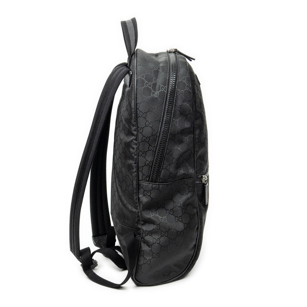 Backpack GG Nylon Backpack Black Monogrammed Nylon Canvas