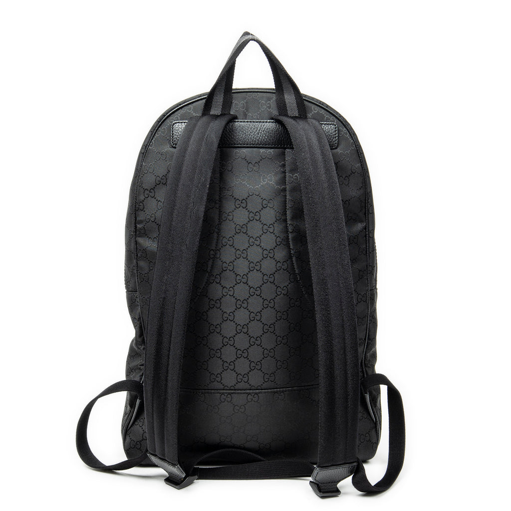 Backpack GG Nylon Backpack Black Monogrammed Nylon Canvas