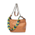 Shoulder Bag V Bucket Bag Brown Grained Calfskin Leather
