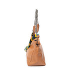 Shoulder Bag V Bucket Bag Brown Grained Calfskin Leather