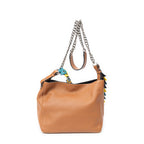 Shoulder Bag V Bucket Bag Brown Grained Calfskin Leather