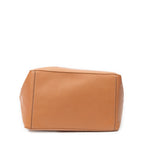 Shoulder Bag V Bucket Bag Brown Grained Calfskin Leather