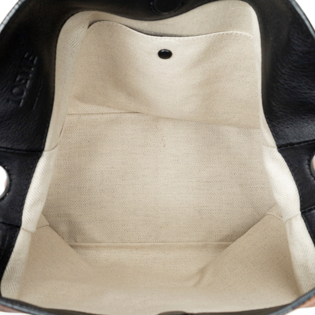 Shoulder Bag V Bucket Bag Brown Grained Calfskin Leather