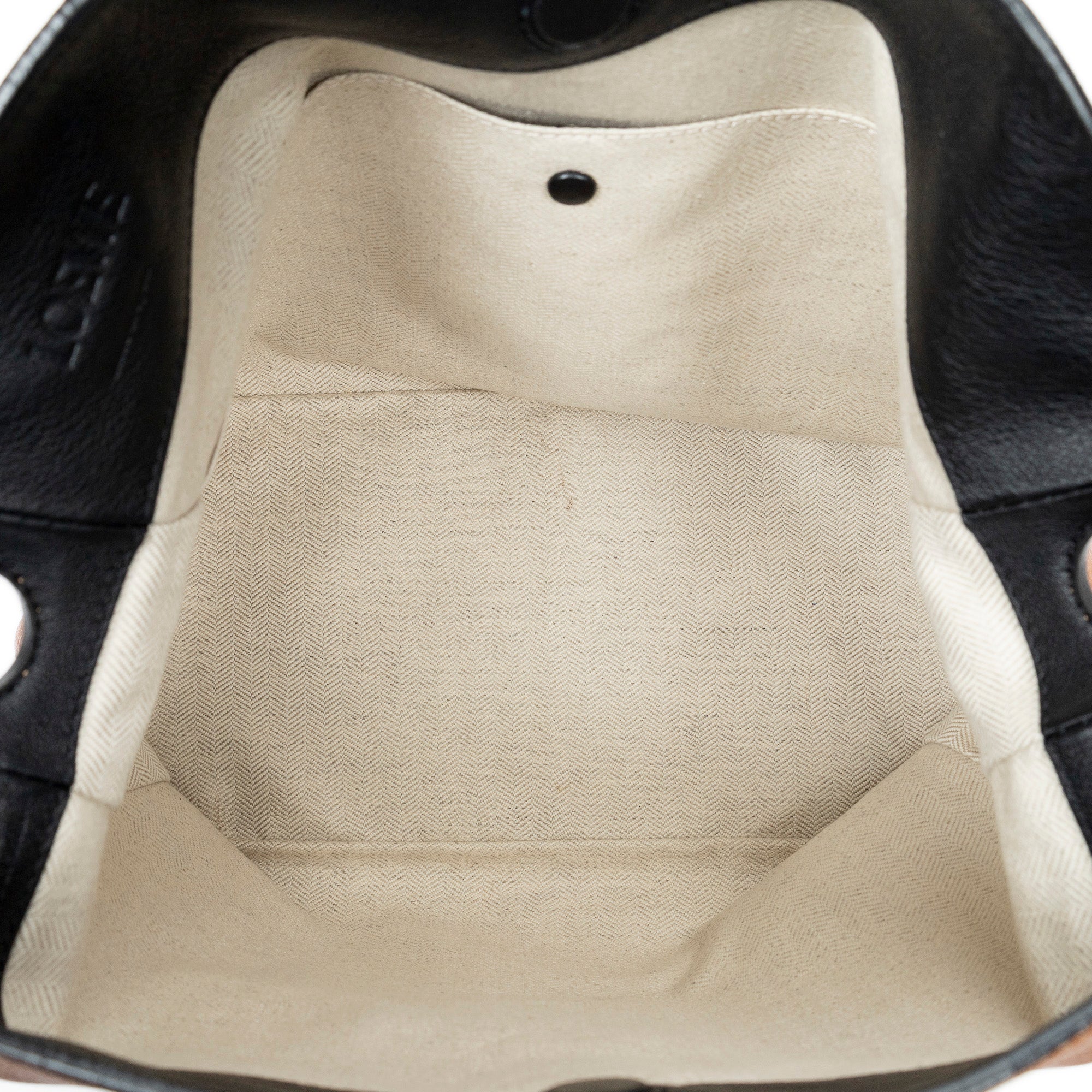 Shoulder Bag V Bucket Bag Brown Grained Calfskin Leather