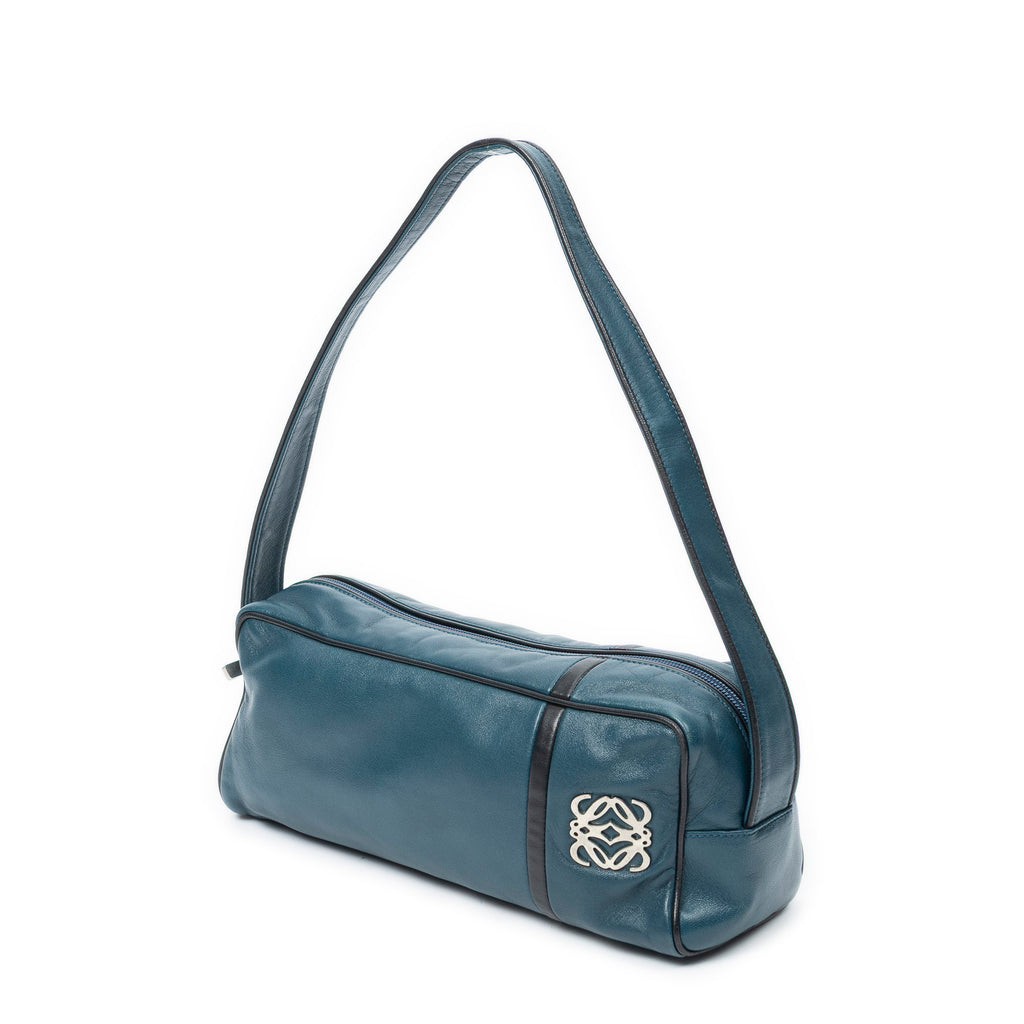 Shoulder Bag Rectangular Shoulder Boston Teal Calfskin Leather