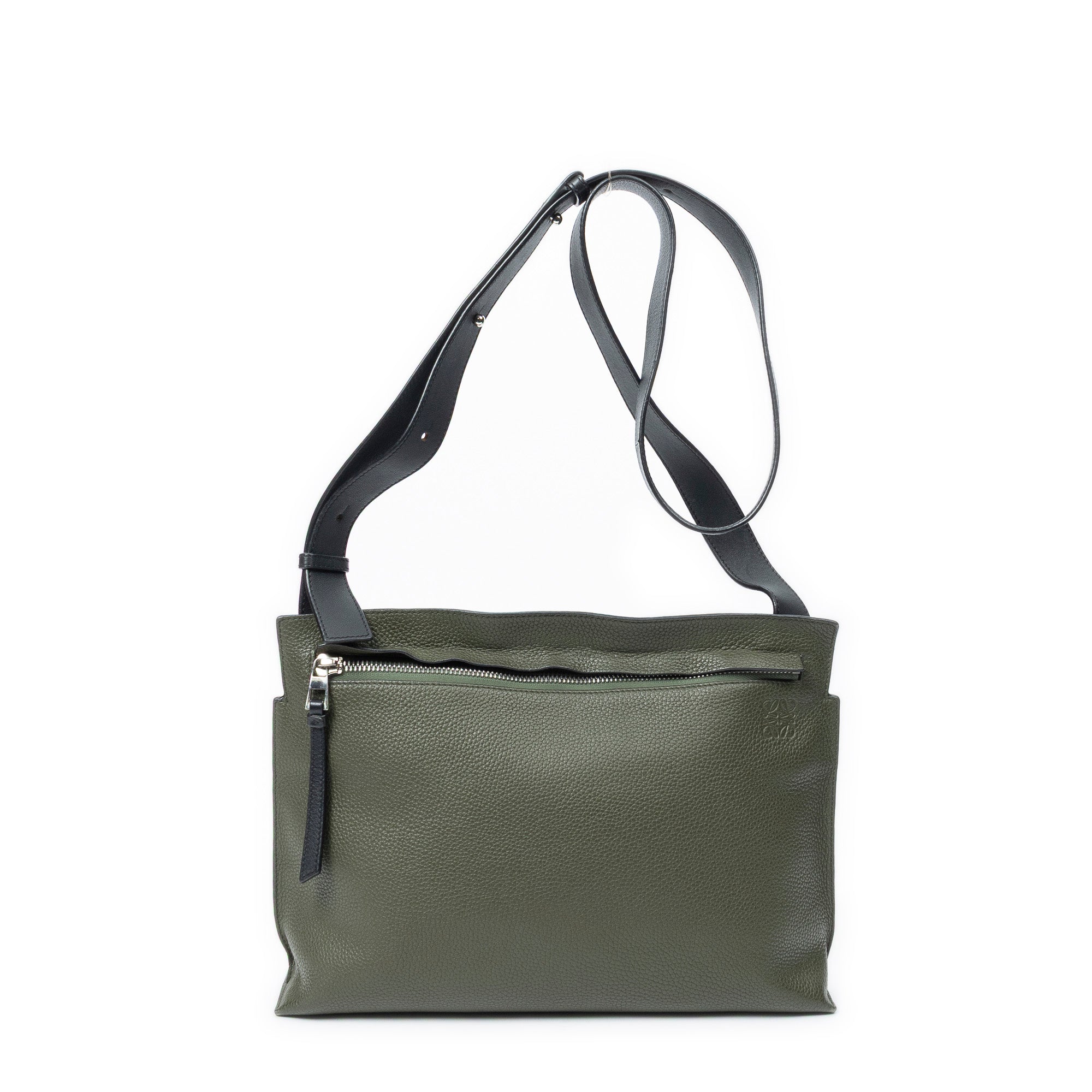 Shoulder Bag T Messenger Green Grained Calfskin Leather
