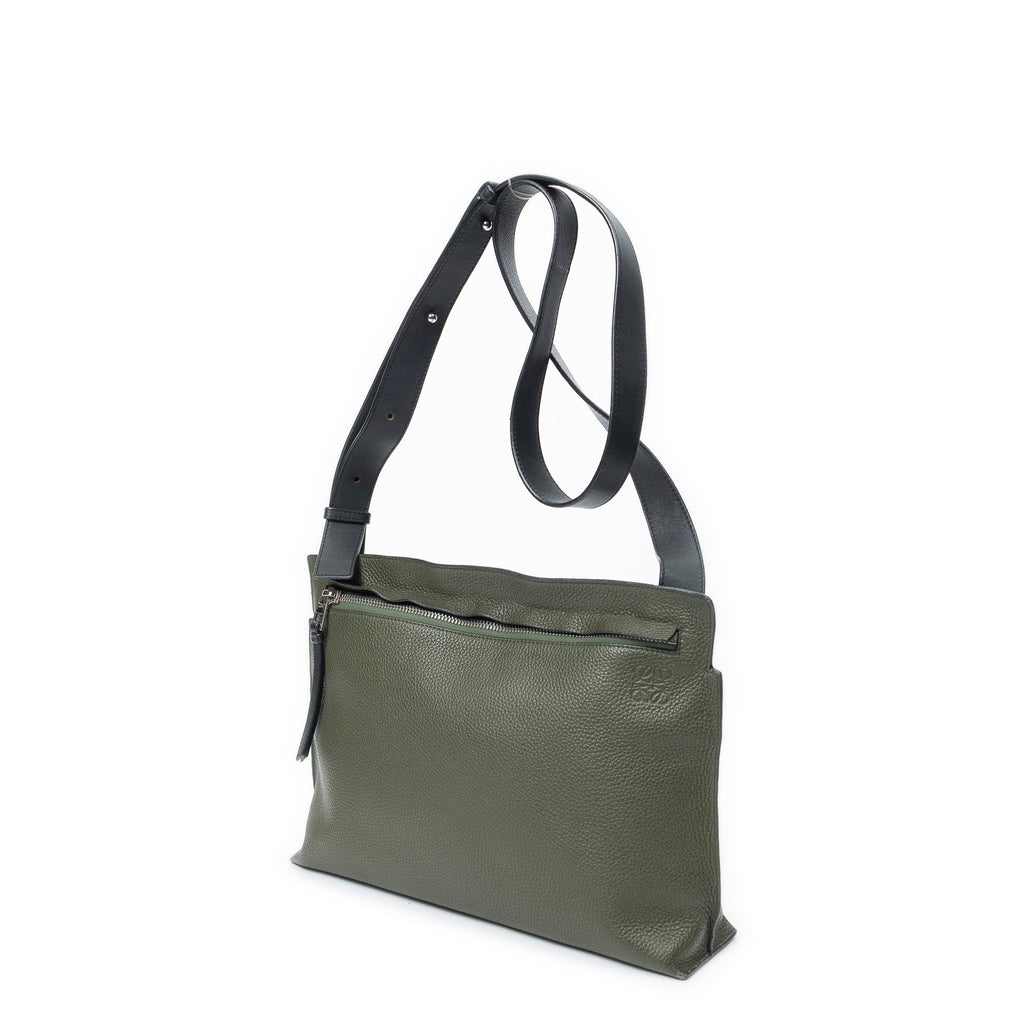 Shoulder Bag T Messenger Green Grained Calfskin Leather