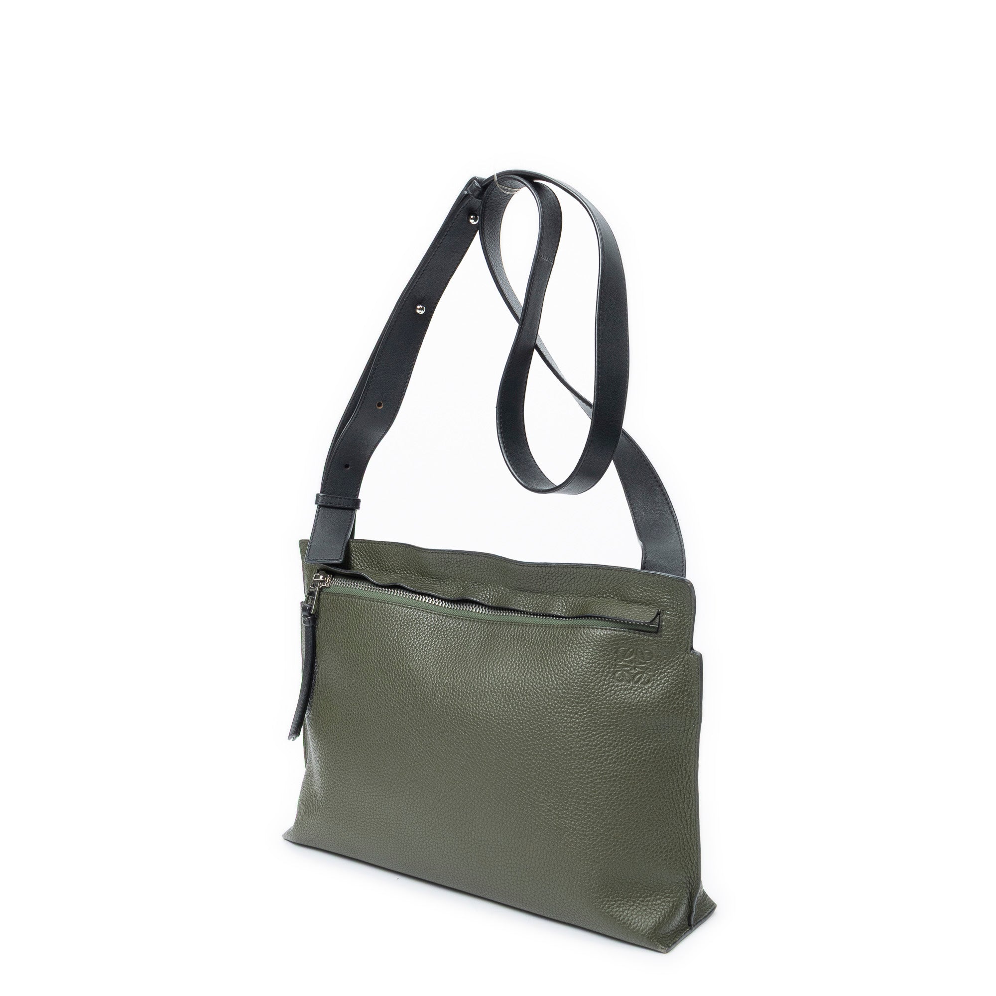 Shoulder Bag T Messenger Green Grained Calfskin Leather