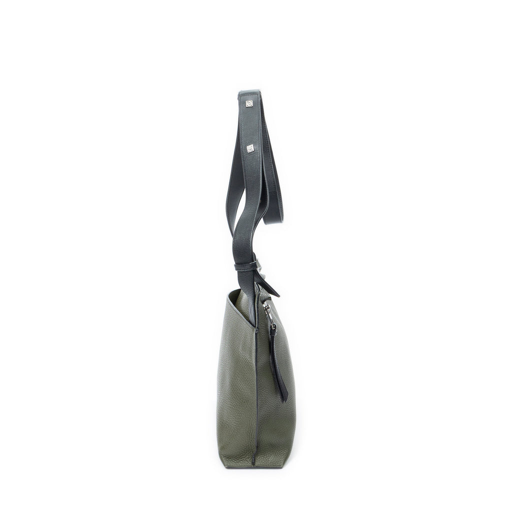 Shoulder Bag T Messenger Green Grained Calfskin Leather