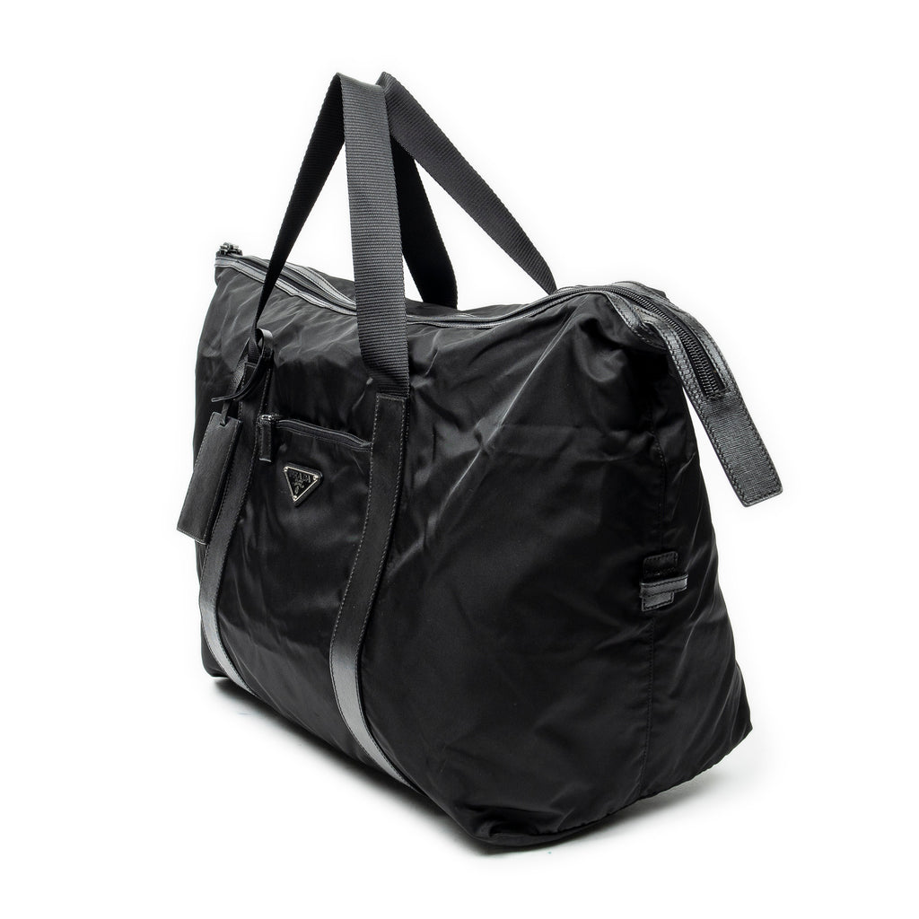 Travel Bag Collapsible Weekender Black Nylon Canvas