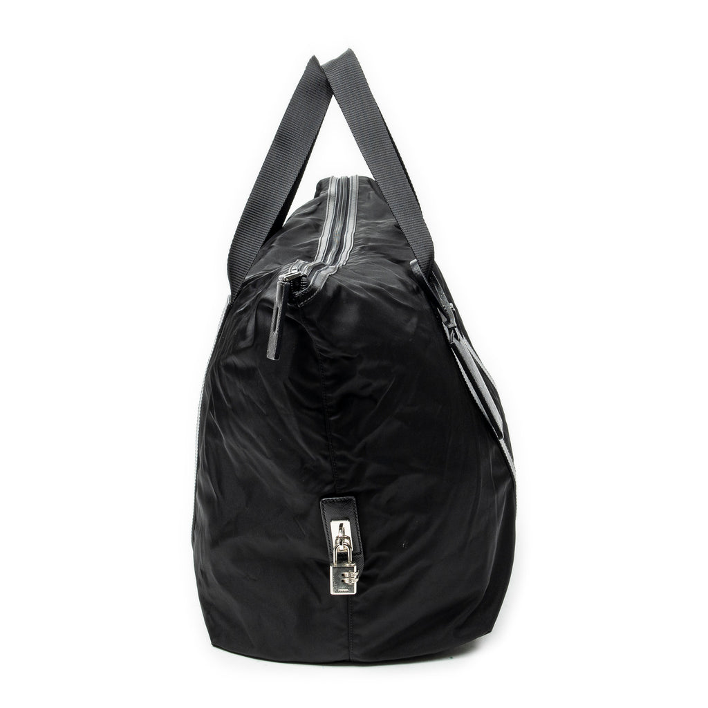 Travel Bag Collapsible Weekender Black Nylon Canvas