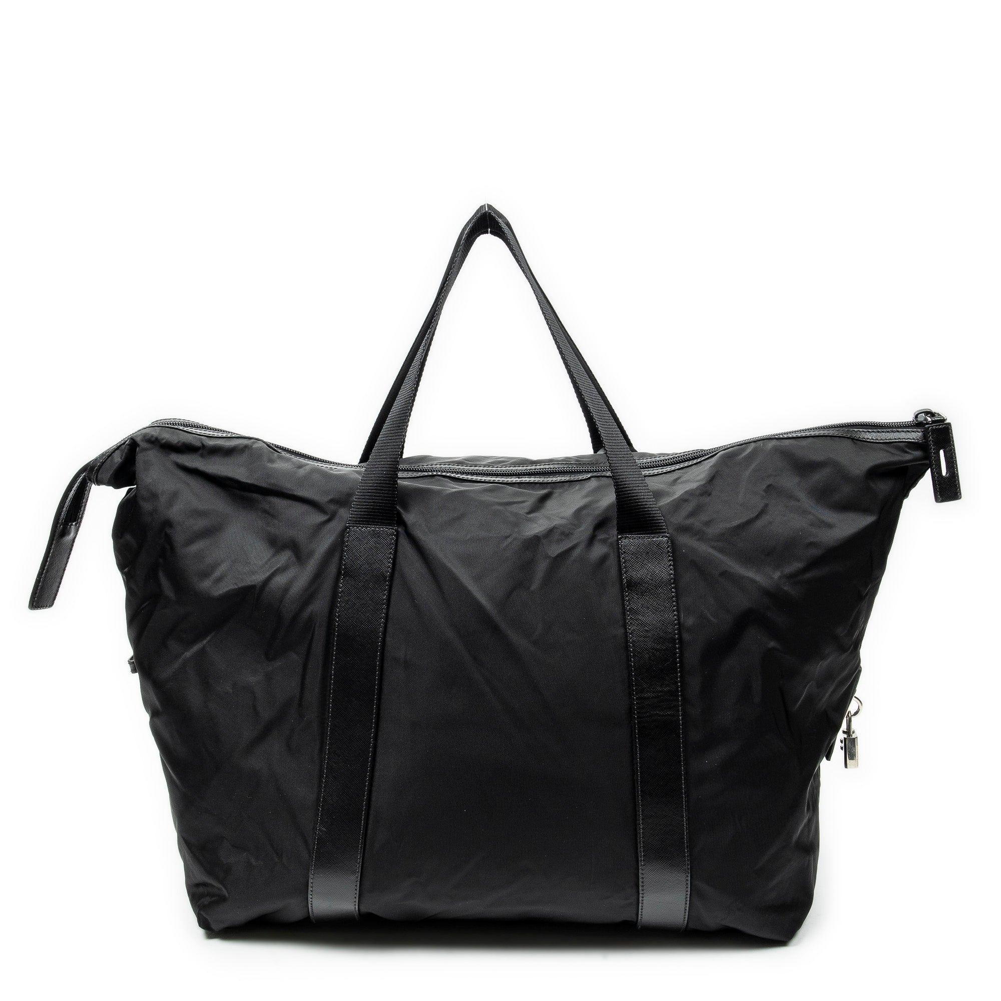 Travel Bag Collapsible Weekender Black Nylon Canvas