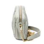 Shoulder Bag Pleated Small Camera Crossbody Light Grey Nappa Gaufre Leather