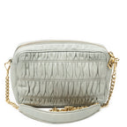 Shoulder Bag Pleated Small Camera Crossbody Light Grey Nappa Gaufre Leather