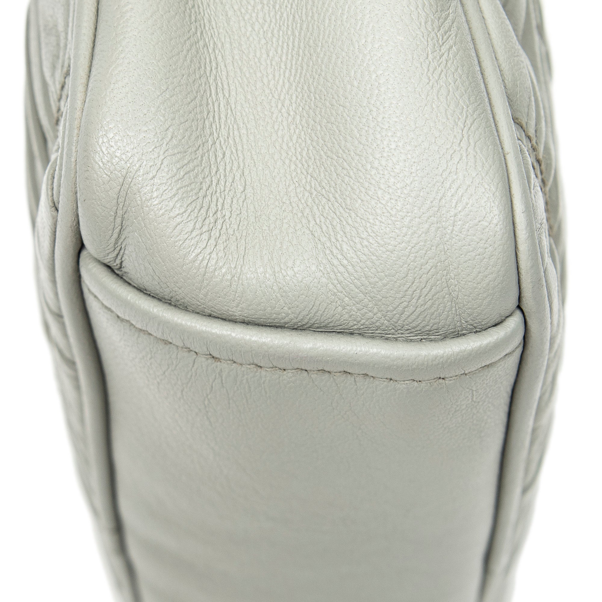 Shoulder Bag Pleated Small Camera Crossbody Light Grey Nappa Gaufre Leather