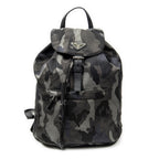 Backpack Flap Drawstring Backpack Dark Green Camouflage Print Nylon Canvas