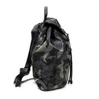 Backpack Flap Drawstring Backpack Dark Green Camouflage Print Nylon Canvas