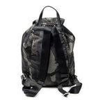 Backpack Flap Drawstring Backpack Dark Green Camouflage Print Nylon Canvas