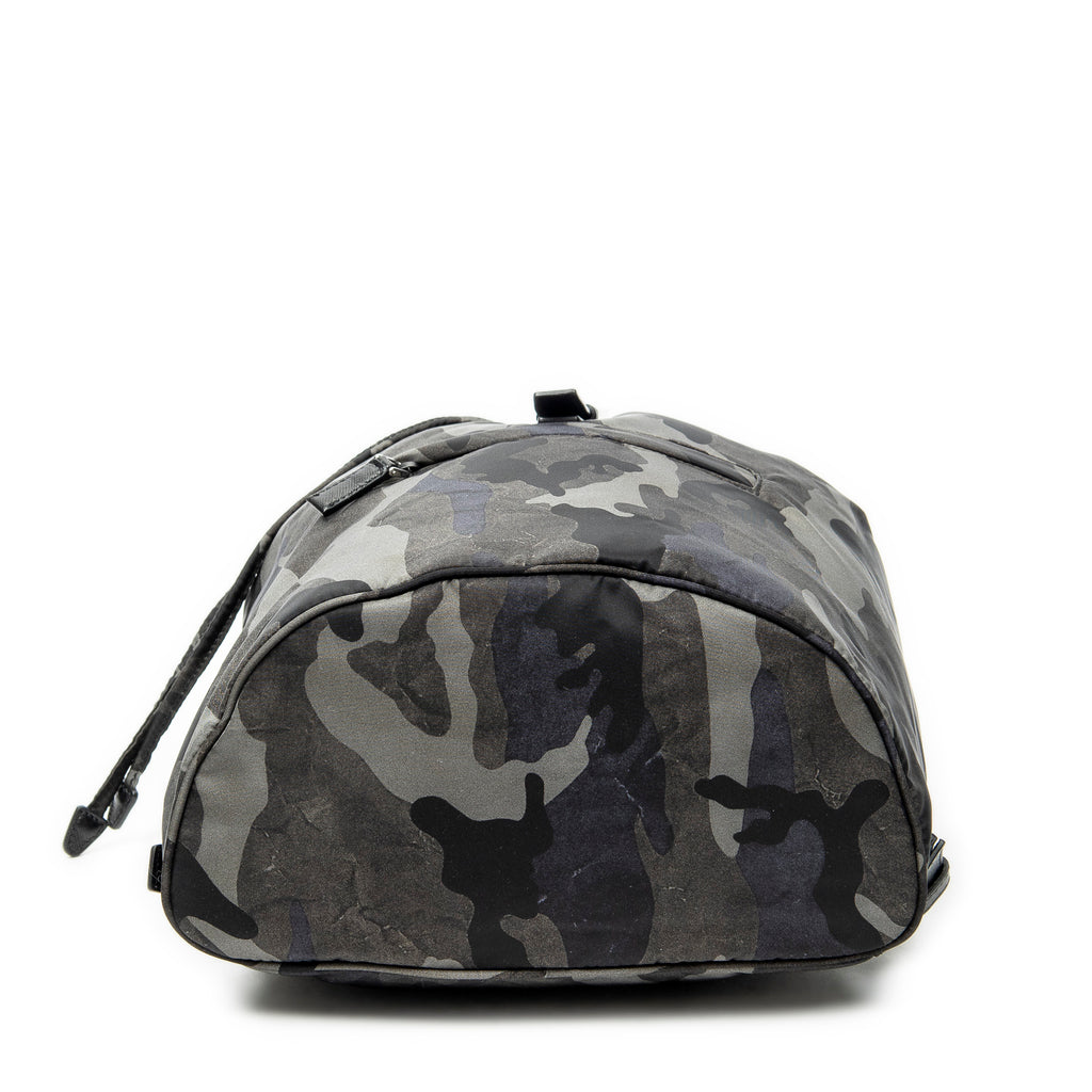 Backpack Flap Drawstring Backpack Dark Green Camouflage Print Nylon Canvas